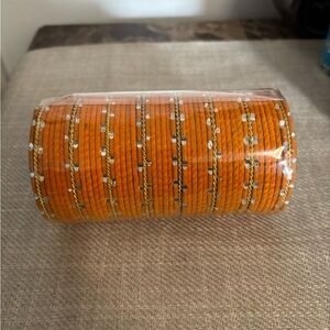 Indian Elegant orange and Gold Bangles